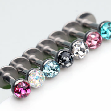 Detail View 1 of Multi-Gem Sparkle Dome Labret-Pink